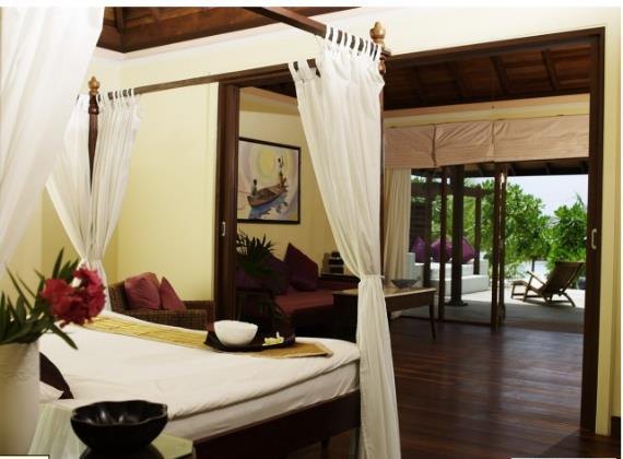 Resort interior suite with timber doors