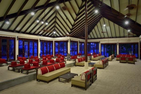 Luxury resort lounge with exposed timber ceiling